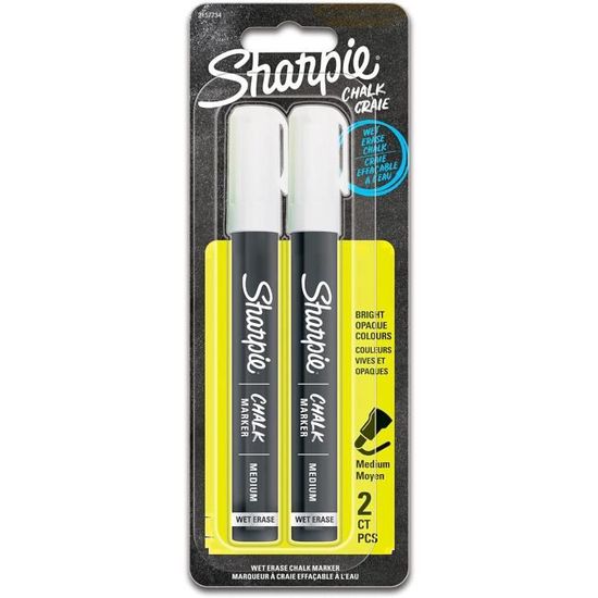 Lot De 2 Marqueurs Permanents SHARPIE Pointe Fine - Encre Noire Indélébile - Pour Écrire Sur (Presque) Tout