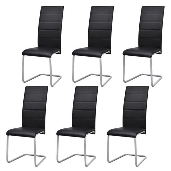 Lot de 6 Chaise de Salle à Manger cantilever 41x52,5x102,5cm - Noir - Style Contemporain