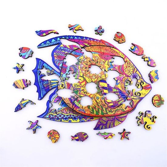 Puzzle En Bois Arc-en-ciel Cuteefun - Formes Uniques Avec Animaux Cachés - Casse-tête Adulte Difficile - Cadeau Fête Des Pères, Anniversaire