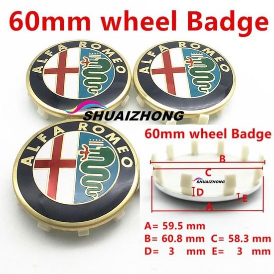 Pluysta 4 Cache Moyeux Alfa Romeo Stelvio 56mm - Enjoliveurs Roue Centre Jante Emblème