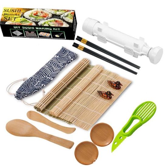 Maker kit sushi maki avec guide vidéo et 50 recettes15 11 pièces avec  couteau vous allez enfin réussir vos sushis grâce à n[A6] - Cdiscount Maison