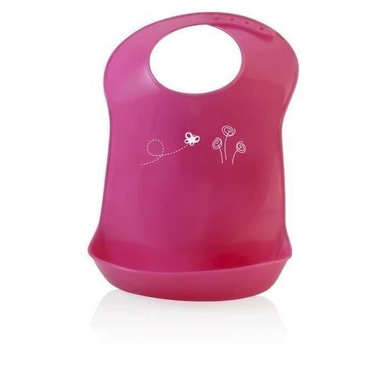 THERMOBABY Bavoir Bibou Avec Récupérateur - Bavoir Bébé Ajustable Fabriqué En France Lilas