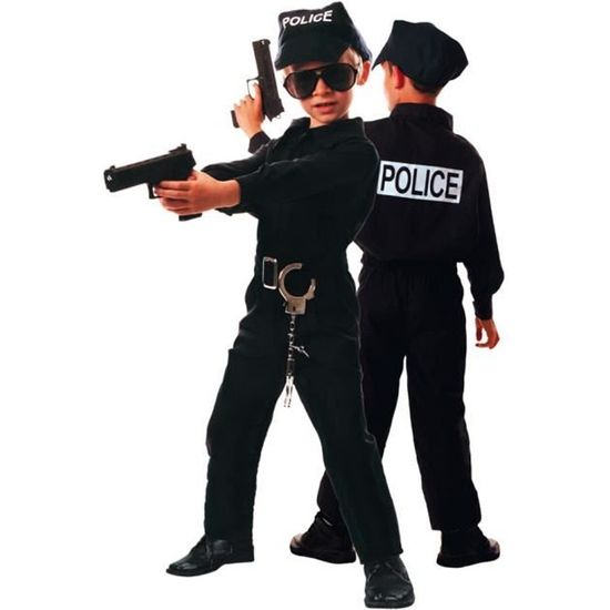 Déguisement Policier - PARTY PRO - Taille 10-12 - Noir et blanc - Enfant