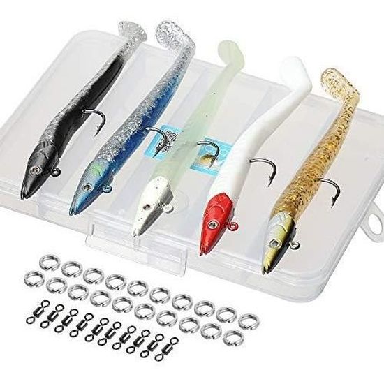 Powerline KVS Shad 6,5 – Tête plombée 10 g (Lot de 34 leurres montés) - Sport & Plein air