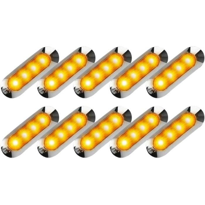 6 Feux De Gabarit LED Latéraux Camion Voiture 12V 24V E-marqué - Lampe Dédouanement Orange Jaune Piranha Remorque