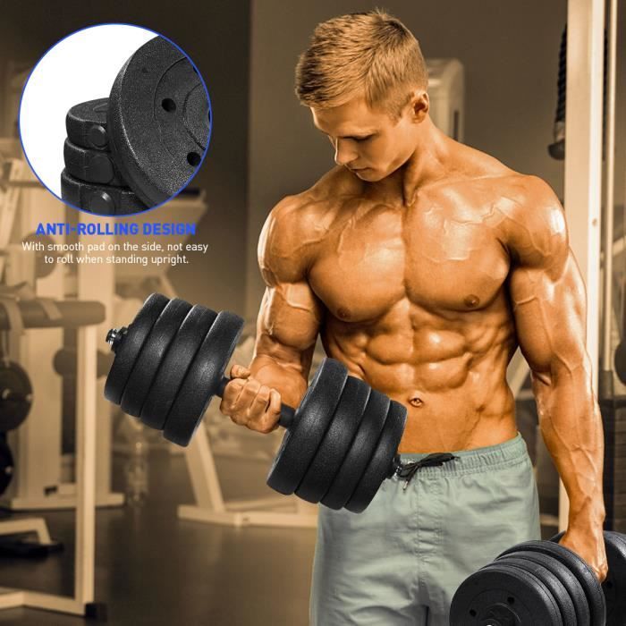 Haltère Ensemble 30 kg - D'haltères Musculation Réglable en Fonte
