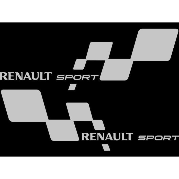 2 Sticker Autocollant Renault Sport Damier GRIS Clio Megane Twingo RS GT par MXSPIRIT