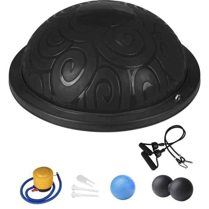 Ballon d’Équilibre Balance Trainer 60 CM avec 2x Cordes de Traction, 2x Boules Fasciales et Pompe pour Fitness NOIR