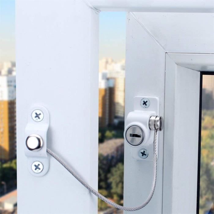 Blanc Fenêtre Porte restricteur de sécurité Verrouillage de sécurité UPVC bébé enfant fil Câble_yy433