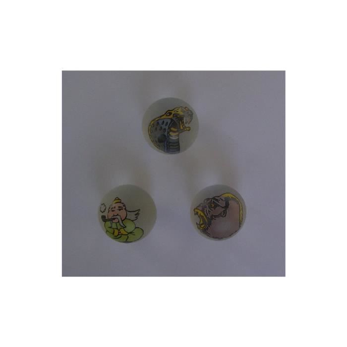 3 Boulards : Serpent Poisson et Genie Calots 3.5Cm - Bille Jeu De Recreation