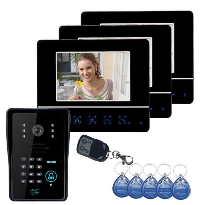 7 -Vidéo Porte Téléphone DoorBell Interphone Système Panneau Tactile Serrure De Porte RFID Porte-clés 1V3