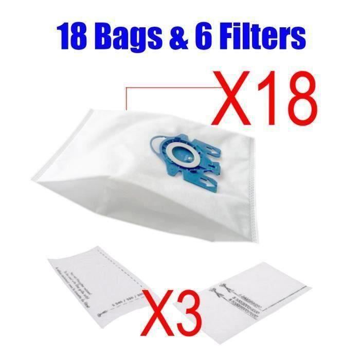 18pcs Aspirateur Sacs à Poussière + 6pcs Filtres Digne Miele 3D GN COMPLET C2 C3 S2 S5 S8 S5210 S5211 S8310 co44451