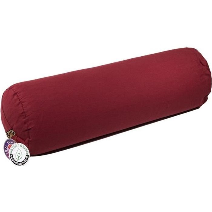 bolster cylindrique coton BIO 60x20 Bordeaux