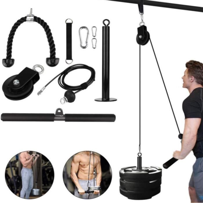 Barre de traction de Fitness,Système de câble à poulie Fitness puller - Rouleau d'exercice pour le poignet et l'avant-bras - DIP