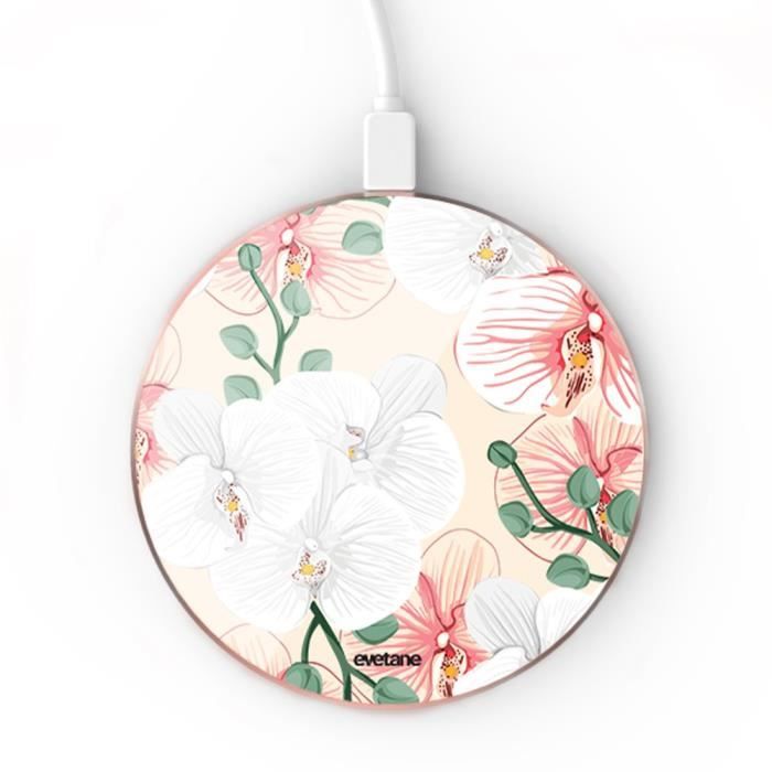 Chargeur Induction Orchidées Ecriture Tendance et Design Evetane