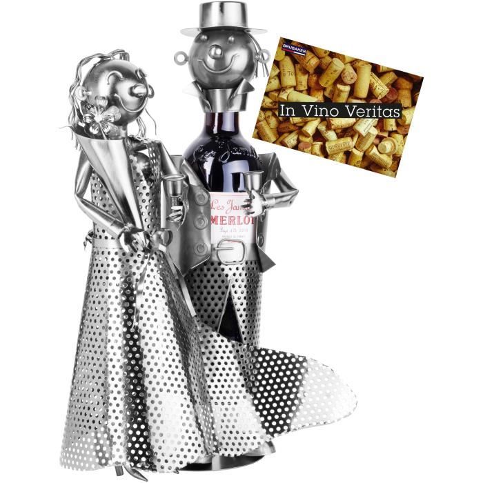 BRUBAKER Porte-bouteille de Vin décoratif - Sculpture en Métal - Idée cadeau - Mariée et le Marié