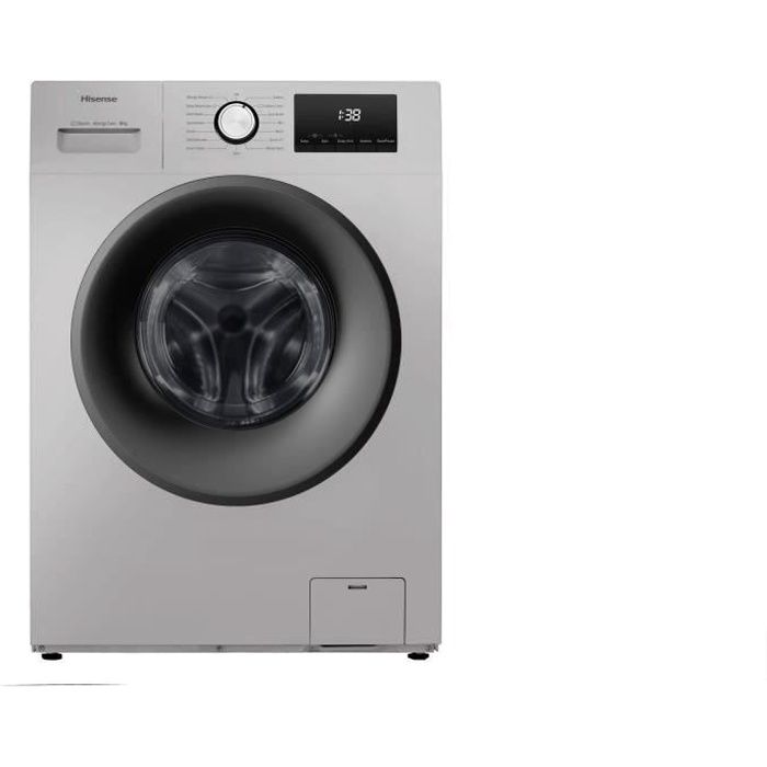Lave-linge hublot HISENSE WFPV9014EMS - 9 kg - Largeur 60 cm - 1400 tours/min - Silver