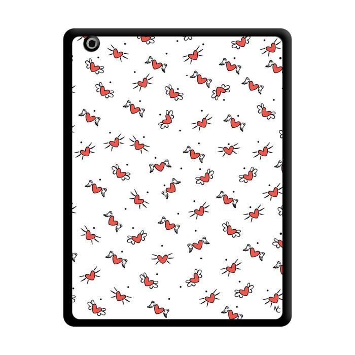 Coque Noir pour iPad 3/4 Retina motif Cartoon Heart