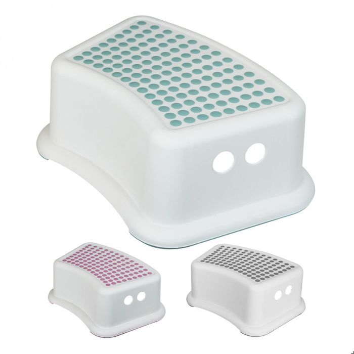 Marchepied antidérapant 13 cm en plastique - Blanc et Bleu - Monsieur Bébé