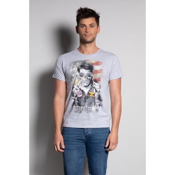 DEELUXE T-shirt col rond avec photo MAVERICKER Light Grey Mel