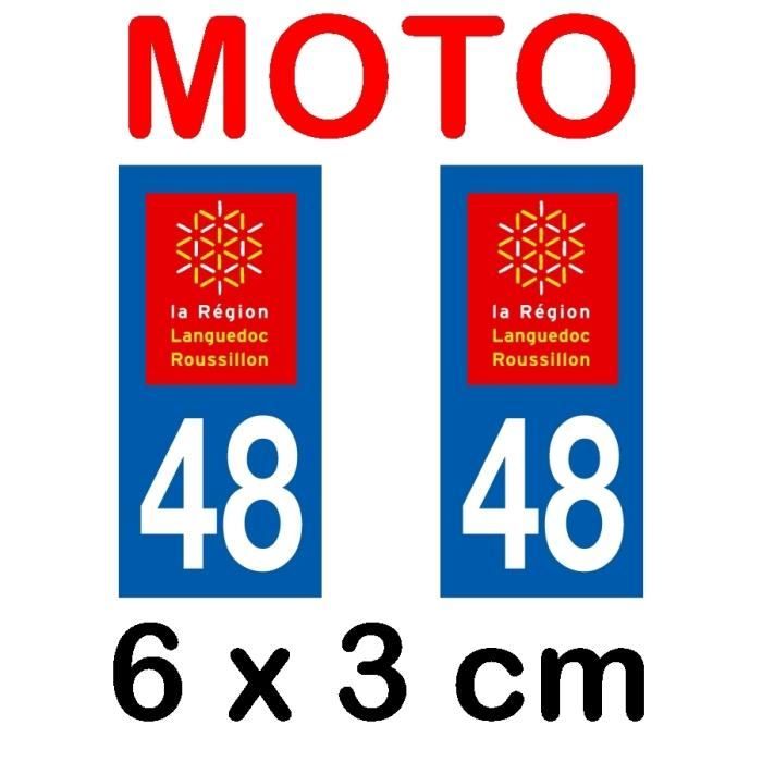 Autocollant plaque immatriculation moto dpt 48 Lozère