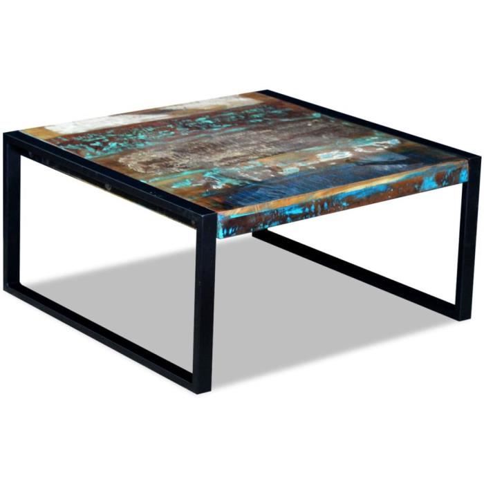 Economique Haute qualité Table basse 80 x 80 x 40 cm en bois de récupération massif