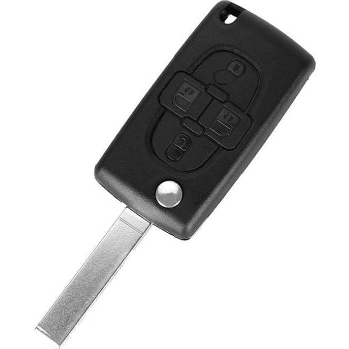 Coque Clé pour Peugeot 807 1007 Citroen C8 Fiat Ulysse - 4 Boutons -Sans Emplacement Pile - Télécommande Plip Phonillico®