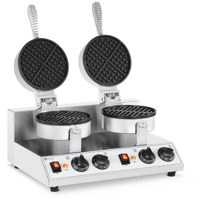Gaufrier Électrique Professionnel Rond Double Rotatif Machine Gaufres 2600w Inox