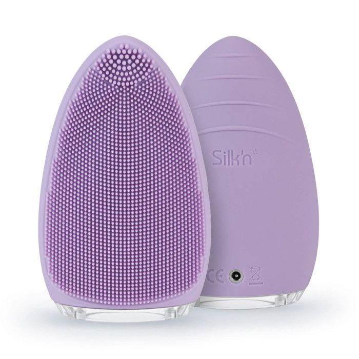 Silk'n BRIGHT parme - Brosse visage silicone - Etui de rangement - Rechargeable - hypoallergénique
