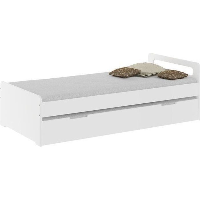 Lit gigogne Louna  Blanc 90x190 cm