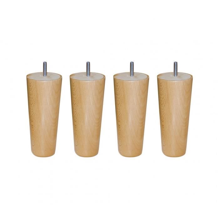 4 Pieds Coniques Bois Naturel 15 cm - Bois naturel