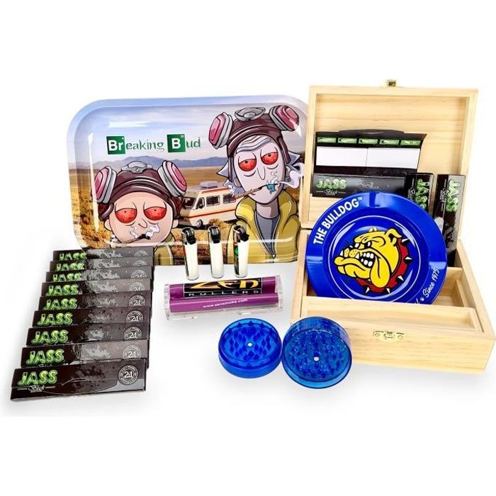 Pack FUMEUR BoX XL + Plateau Breaking BuD XL + 12 paquets Feuilles/Tips + Rouleuse + Cendrier Bulldog + Grinder + 3 Clippers
