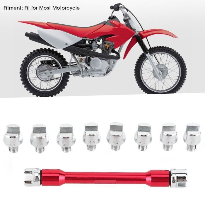 VBESTLIFE clé à rayons à poignée CNC à rayons de moto Ensemble de 5.0-6.8 longueur 93mm / 3.7in(rouge)
