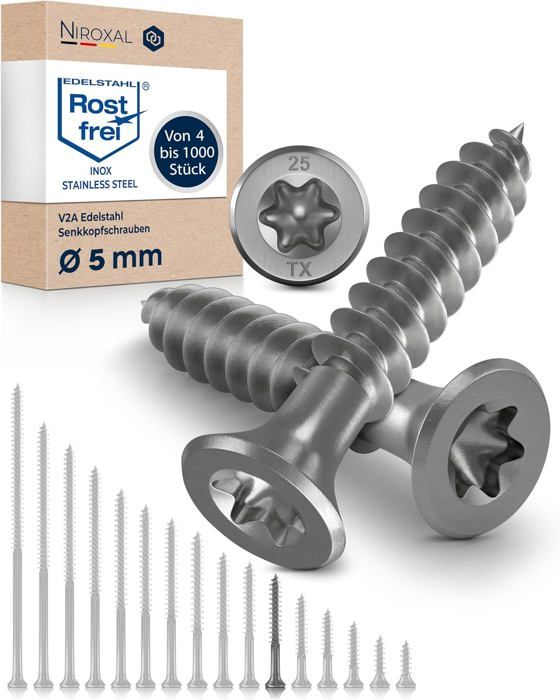 Vis Autotaraudeuses En Acier Inoxydable A2 - Fente Fraisée Surélevée, Tailles 6, 8, 10 (grade 2)
