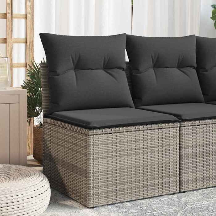 vidaXL Chaise de Jardin sans Accoudoirs avec Coussins Siège avec Housse Meuble de Terrasse Patio Balcon Extérieur Gris 366135