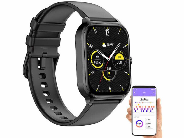 Montre fitness connectée - Newgen Medicals - PW-550 - Noir - Suivi santé - Kit mains libres Montre fitness connectée - Newgen Medicals - PW-550 - Noir - Suivi santé - Kit mains libres
