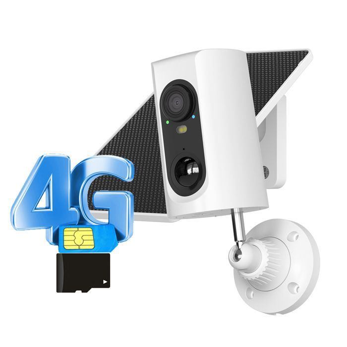 3G/4G LTE Caméra de Surveillance Extérieure+Panneau Solaire, 2K