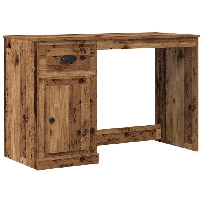 MGH - NEUF Bureau à domicile Table de travail avec rangement - en vieux bois 50x115x75 cm en bois aggloméré ll178