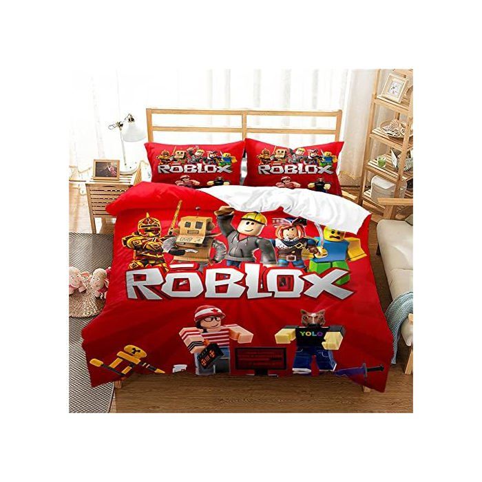 Housse de Couette 200x200 cm Parure de Lit en Microfibre 1 Personnes avec Fermeture Éclair 2 Taies doreiller 50x75 cm rouge
