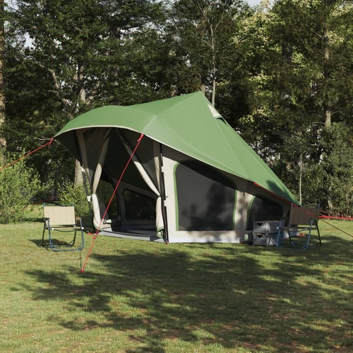 Tente - Tipi verte - 10 personnes - Imperméable - 508 x 470 x 300 cm