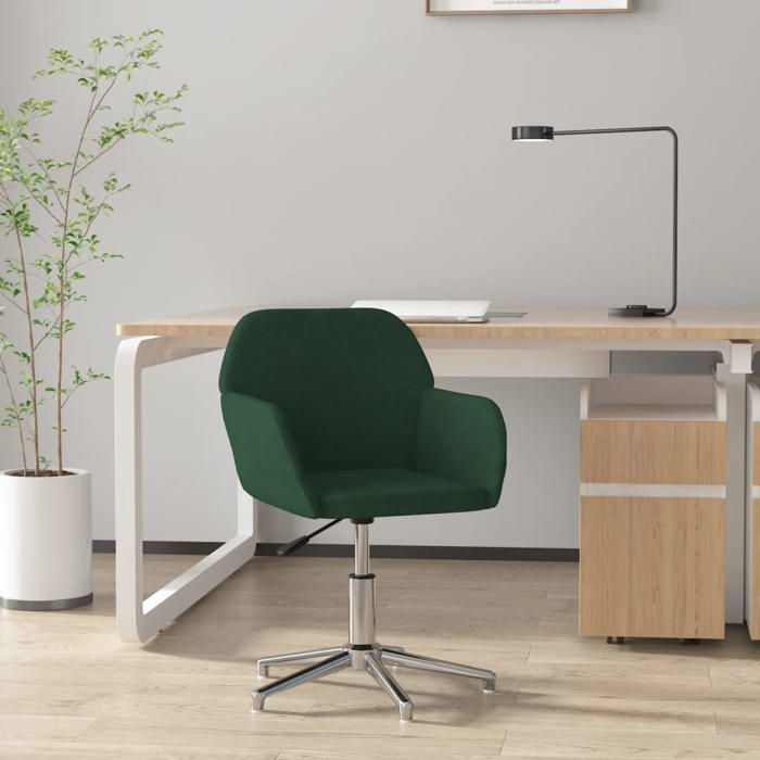 BONNIE®Chaise de bureau - Réglable hauteur - Ergonomique Chaise pivotante Vert foncé Tissu L53.5 x P57 x H77.5 cm qacj3171