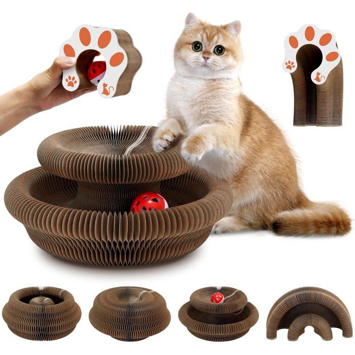 Meilleurs prix pour Griffoir pour Chat Carton avec BalleLit pour Chat Pliable Magic Organ Cat Scratching BoardGriffoir Magique pour ChatJouet