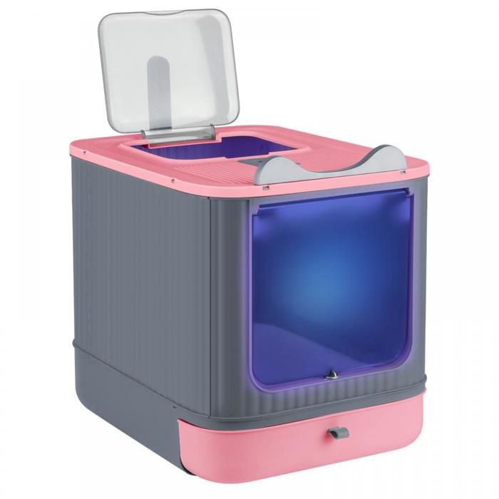 Comparer les prix de Bac à Litière pour Chat Autonettoyante - Avec Plateau Amovible et Pelle - Nettoyage Facile - 345x445x365 cm - Rose - LVHCMFOHM