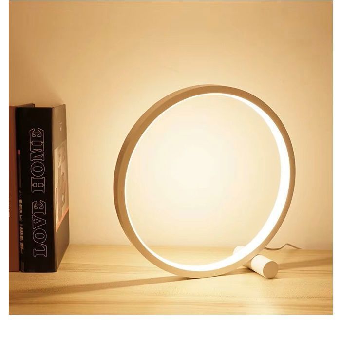 Lampe à poser LED Circulaire 25 cm Intensité Variable Port USB 5V Lumière Blanche