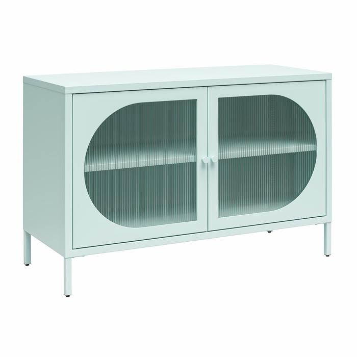 Luna - Vitrine Avec 2 Portes Vitrées En Métal Bleu Clair