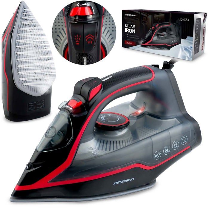 Fer à repasser vapeur - BERDSEN - 2600W - Semelle céramique - Vapeur verticale - Réservoir 230 ml - Auto-nettoyage - Berdsen