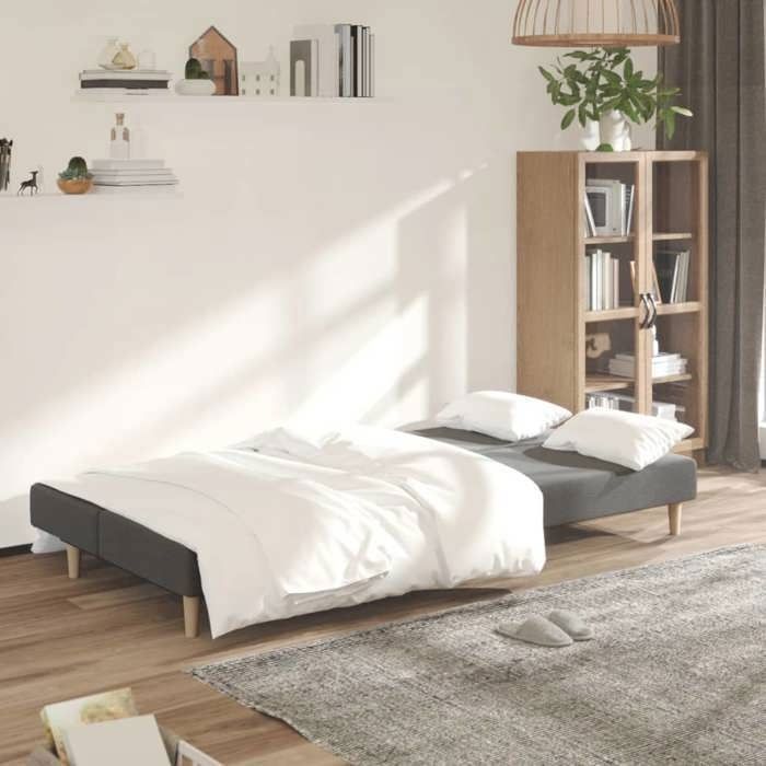 Canapé convertible 2 places - CLIC-CLAC/Sofa-lit - gris clair tissu 200x84 5x69cm C1482972