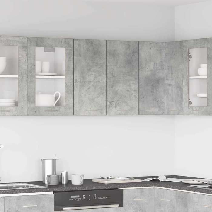 Caisson haut cuisine Gris - Meuble mural cuisine - gris béton - 60x31x60cm - Bois dingénierie 995 536721911