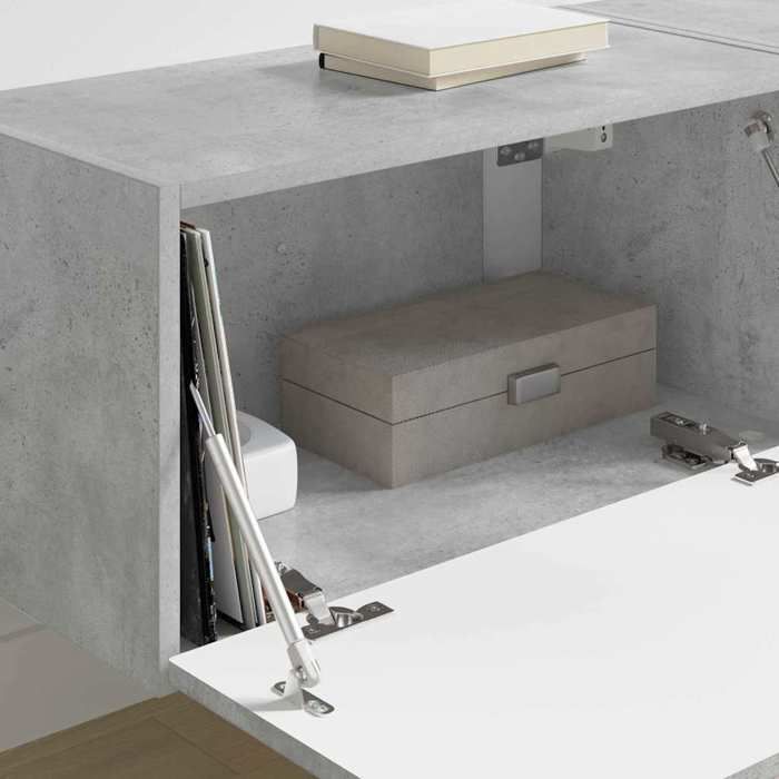 Armoires de Télévision - Gris - Meuble TV mural 2 pcs - Béton 60x31x29.5 cm Bois dingénierie T4305