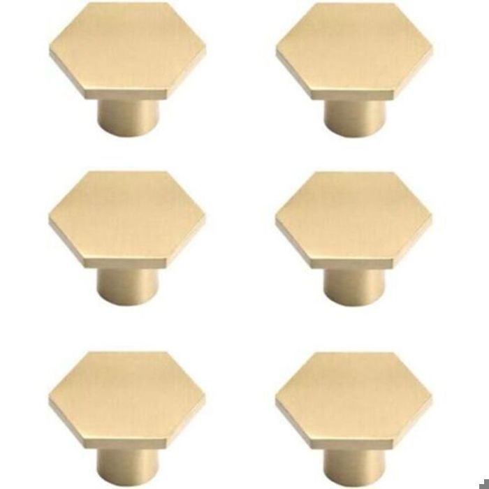 Poignées darmoire en laiton - PZCC - Lot de 6 pièces - Laiton de haute qualité - Finition dorée élégante